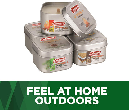 Coleman Scented Tin Citronella Candle - 3 Pack, S'Mores, Pine and Campfire
