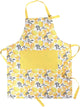 Adjustable Designer Kitchen Apron for Adults | 100% Machine Washable Cotton Cooking Apron with Pockets and Adjustable Neck Buckle | 27" Wide X 33" Long | Yellow Lemons