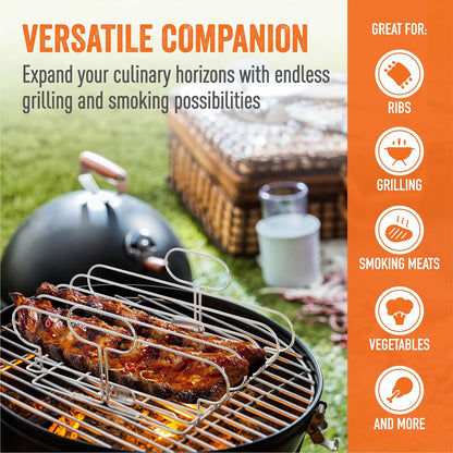 Yukon Glory Rib Racks for Grilling and Smoking | Rib Grilling Rack | Rib Holder for Smoker | BBQ Rib Rack | Grill Rack for Outdoor Grill | Grilling Accessories | BBQ Accessories