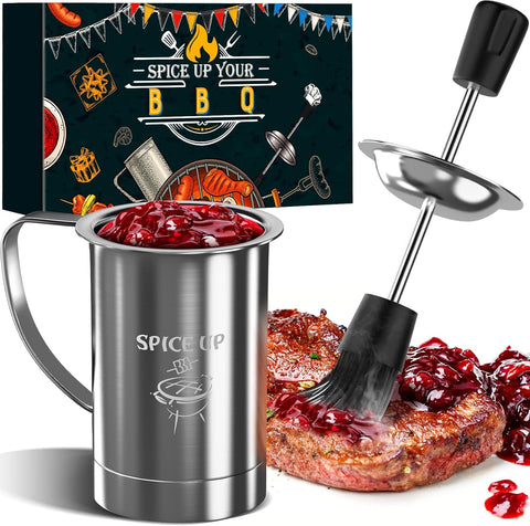 Image of Grilling Gifts for Men Smoker Accessories - BBQ Sauce Pot and Basting Brush Set Cool Kitchen Gadgets, Unique Christmas Stocking Stuffer Gifts for Dad Father Son Grandfather Women Fun Cooking Supplies