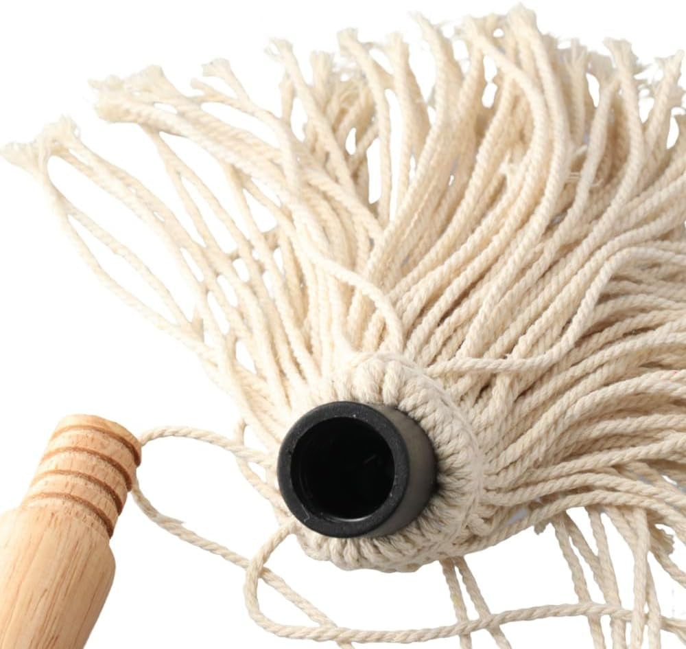 Wooden Long Handle BBQ Basting Mop with 4 Extra Replacement Heads, Barbecue Supplies Grill Basting Mop for BBQ Grilling Smoking Steak
