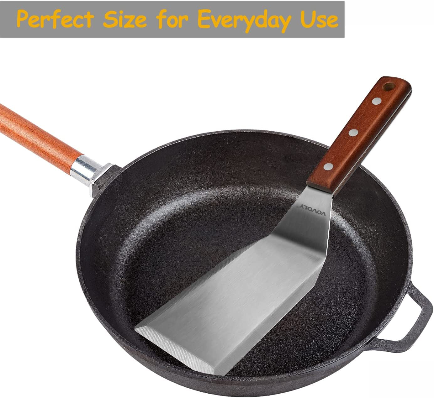Professional Metal Spatula for Cast Iron Skillets and Flat Top Grills, Full Tang Wooden Handle,1.8Mm Thick Stainless Steel Blade, Smash Burger Spatula Turner for Flipper, Cooking, BBQ, 5 Inch X 3 Inch