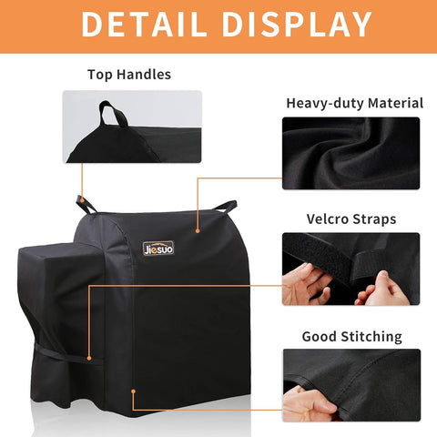 Image of Grill Cover for Traeger 20 Series, Junior & Tailgater Grills, Heavy Duty Waterproof Wood Pellet Grill Cover, Outdoor Full Length Grill Cover