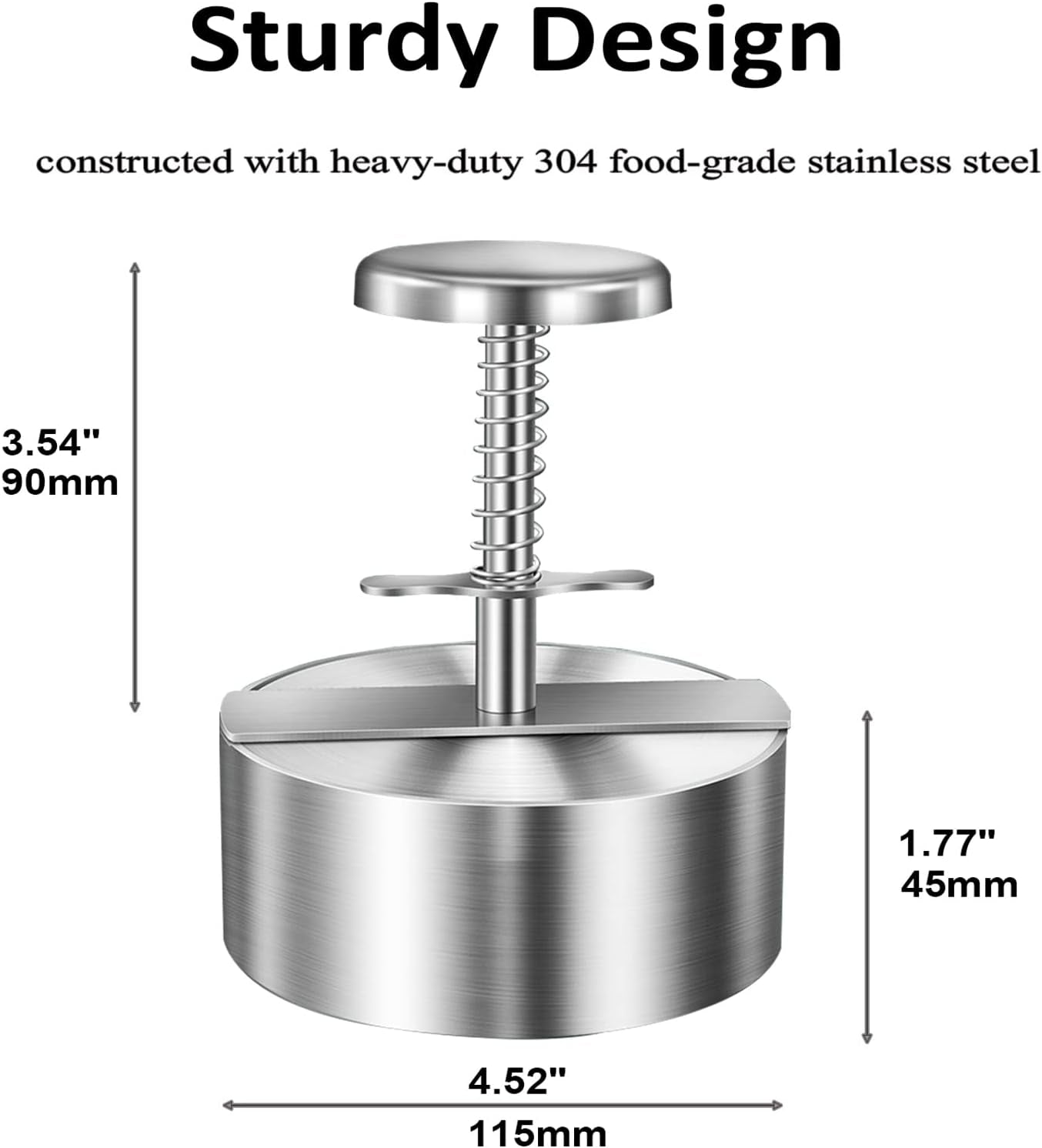 Chengqism Burger Press, Adjustable Hamburger Patty Maker 4.2" Stainless Steel Hamburger Press Patty Making Molds Patties for Beef, Vegetables, Meat, BBQ Barbecue Homemade Hamburger