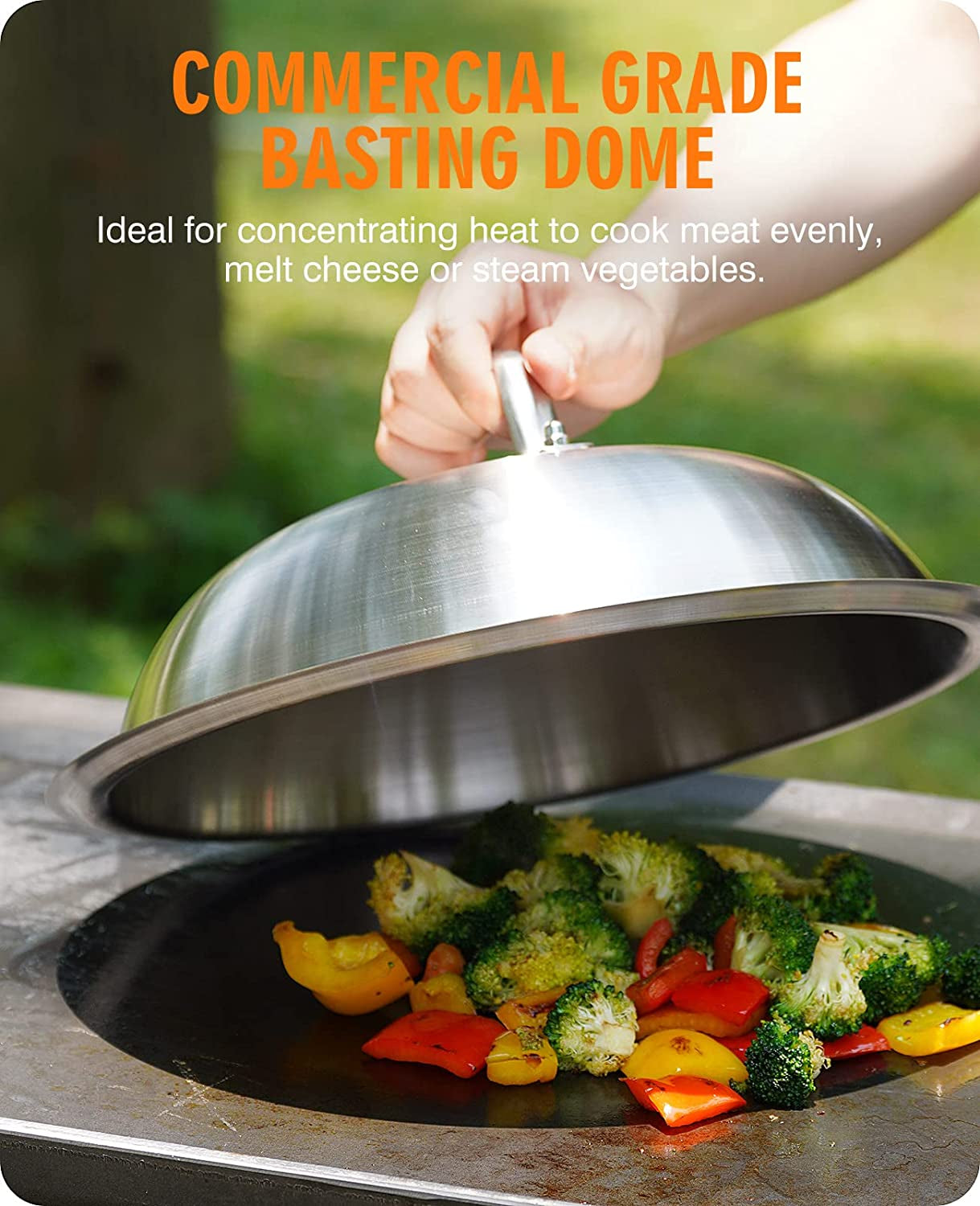 Homenote Griddle Accessories for Blackstone, Commercial Grade 12 Inch Heavy Duty round Melting Dome with Cast Iron Smash Burger Press Perfect for Flat Top Hibachi Grill Indoor Outdoor