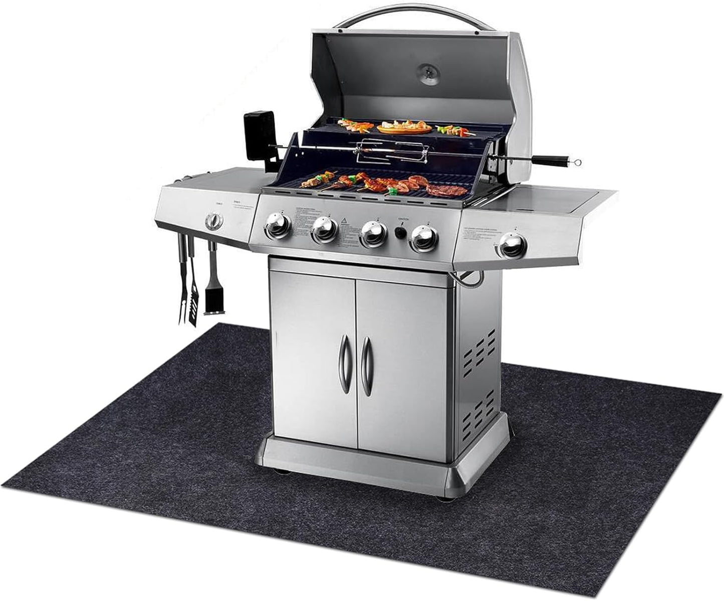 Gas Grill Mat,Bbq Grilling Gear for Gas/Absorbent Grill Pad Lightweight Washable Floor Mat to Protect Decks and Patios from Grease Splatter,Against Damage and Oil Stains or Grease Spills (36”×72“)
