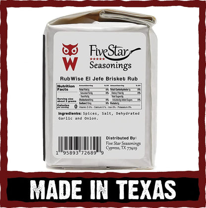 Texas Style Brisket Rub & El Jefe Rub by Rubwise | BBQ Rub & Spices for Smoking & Grilling | Beef Seasoning Dry Rub | Great on Brisket, Steaks, Ribs, Burgers & More (1Lb Each)