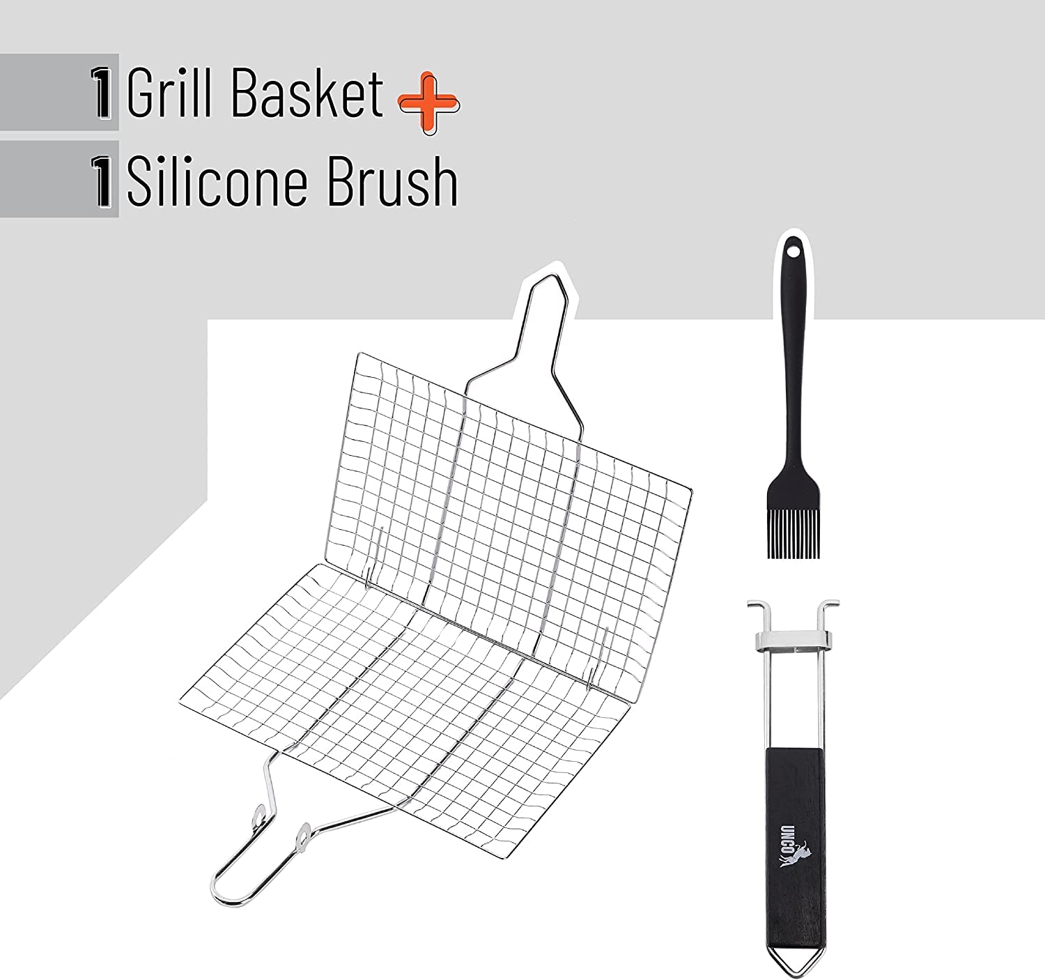 UNCO- Grill Basket, Stainless Steel, Fish Grill Baskets for Outdoor Grill, Vegetable Grill Basket, BBQ Grill Basket, BBQ Basket, Grilling Basket, Fish Basket for Grilling, Grill Accessories.