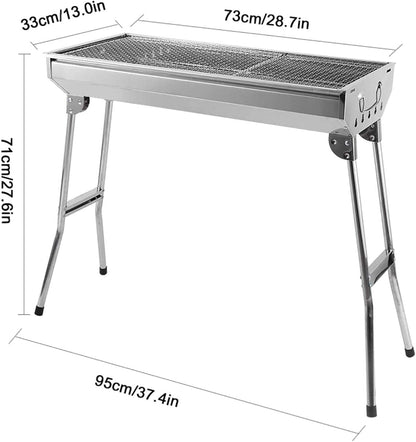 Charcoal Grill, Barbecue Grill Stainless Steel BBQ Smoker Barbecue Folding Portable for Outdoor Cooking Camping Hiking Picnics Backpacking Large