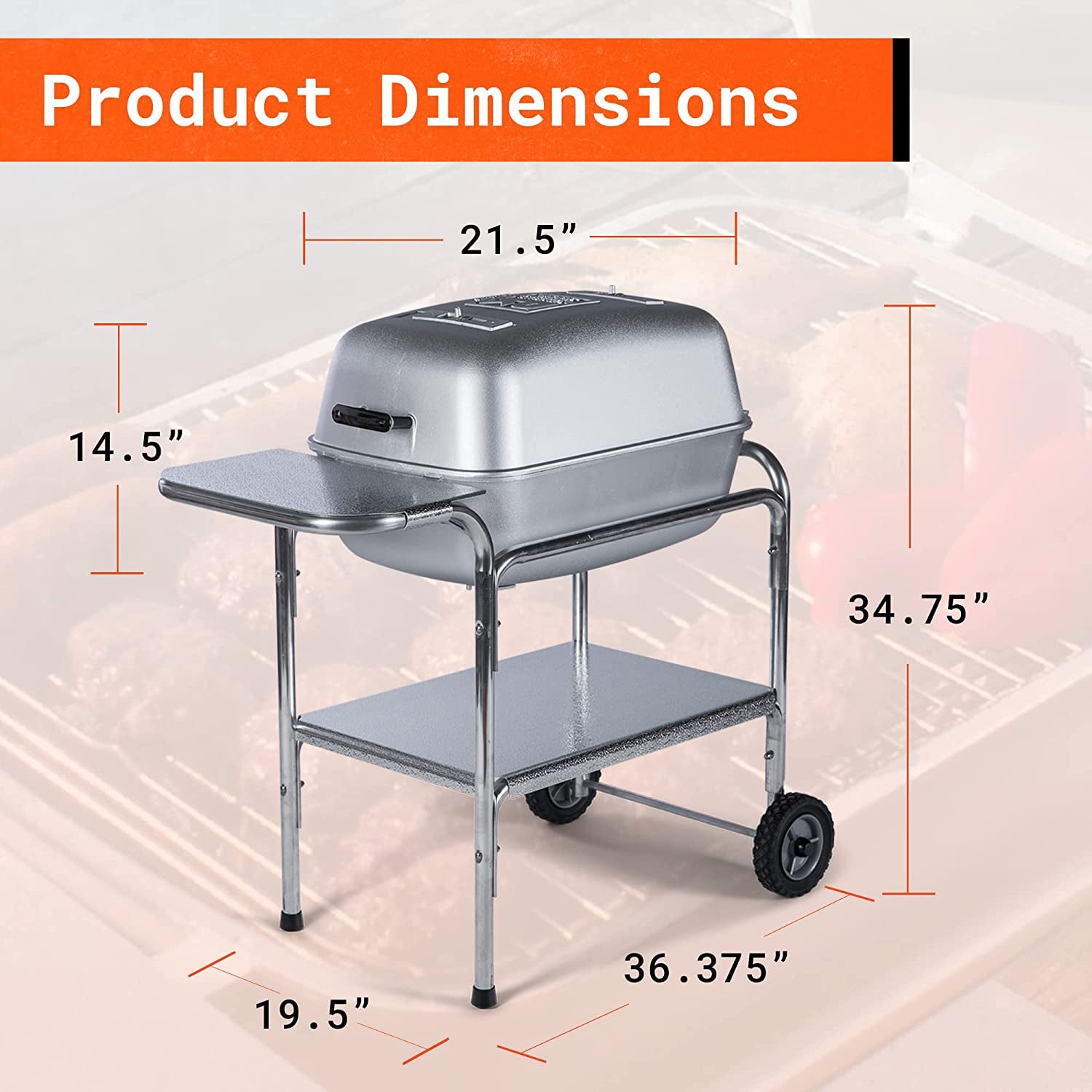 PK Grills PKO-SCAX-X Charcoal BBQ Grill and Smoker Combo, Regular, Silver