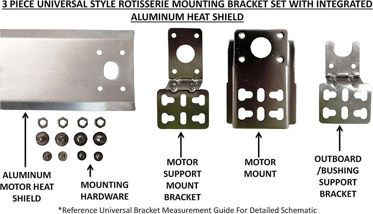 Onegrill Heavy Duty Chrome Universal Grill Rotisserie Kit with 13 Watt 50 Lb. Stainless Electric Motor - 37 X 1/2 Inch Hexagon Spit Rod (Grills up to 28 Inches Wide) Not for Weber.