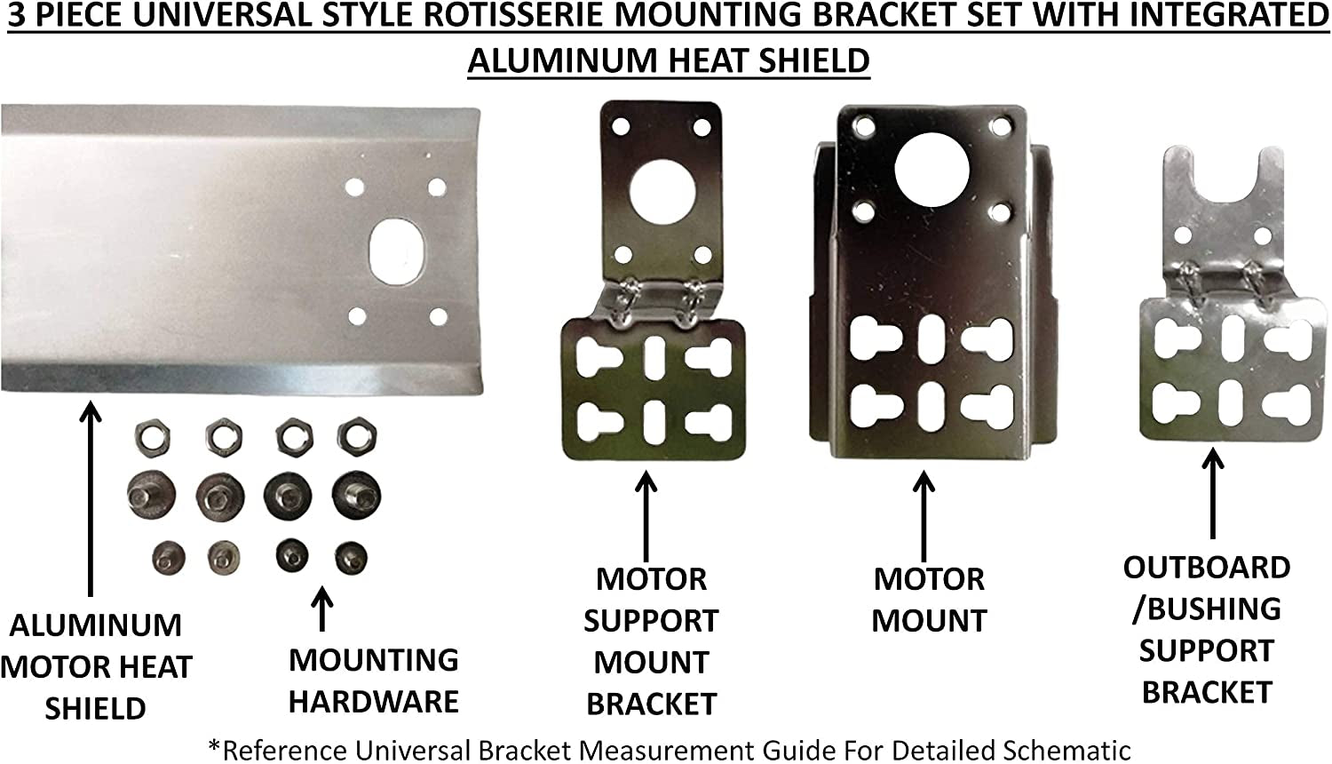 Onegrill Heavy Duty Chrome Universal Grill Rotisserie Kit with 13 Watt 50 Lb. Stainless Electric Motor - 37 X 1/2 Inch Hexagon Spit Rod (Grills up to 28 Inches Wide) Not for Weber.
