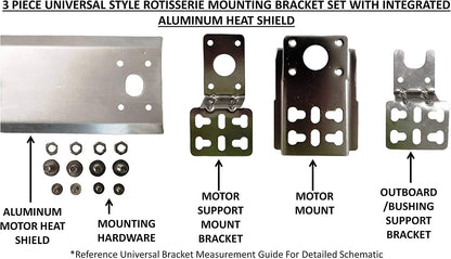 Onegrill Heavy Duty Chrome Universal Grill Rotisserie Kit with 13 Watt 50 Lb. Stainless Electric Motor - 37 X 1/2 Inch Hexagon Spit Rod (Grills up to 28 Inches Wide) Not for Weber.