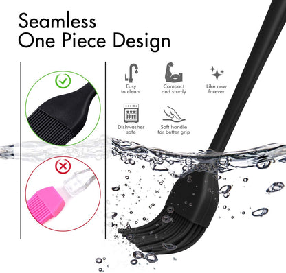 HOTEC Basting Brushes Silicone Heat Resistant Pastry Brushes Spread Oil Butter Sauce Marinades for BBQ Grill Barbecue Baking Kitchen Cooking BPA Free Dishwasher Safe (Black 2)