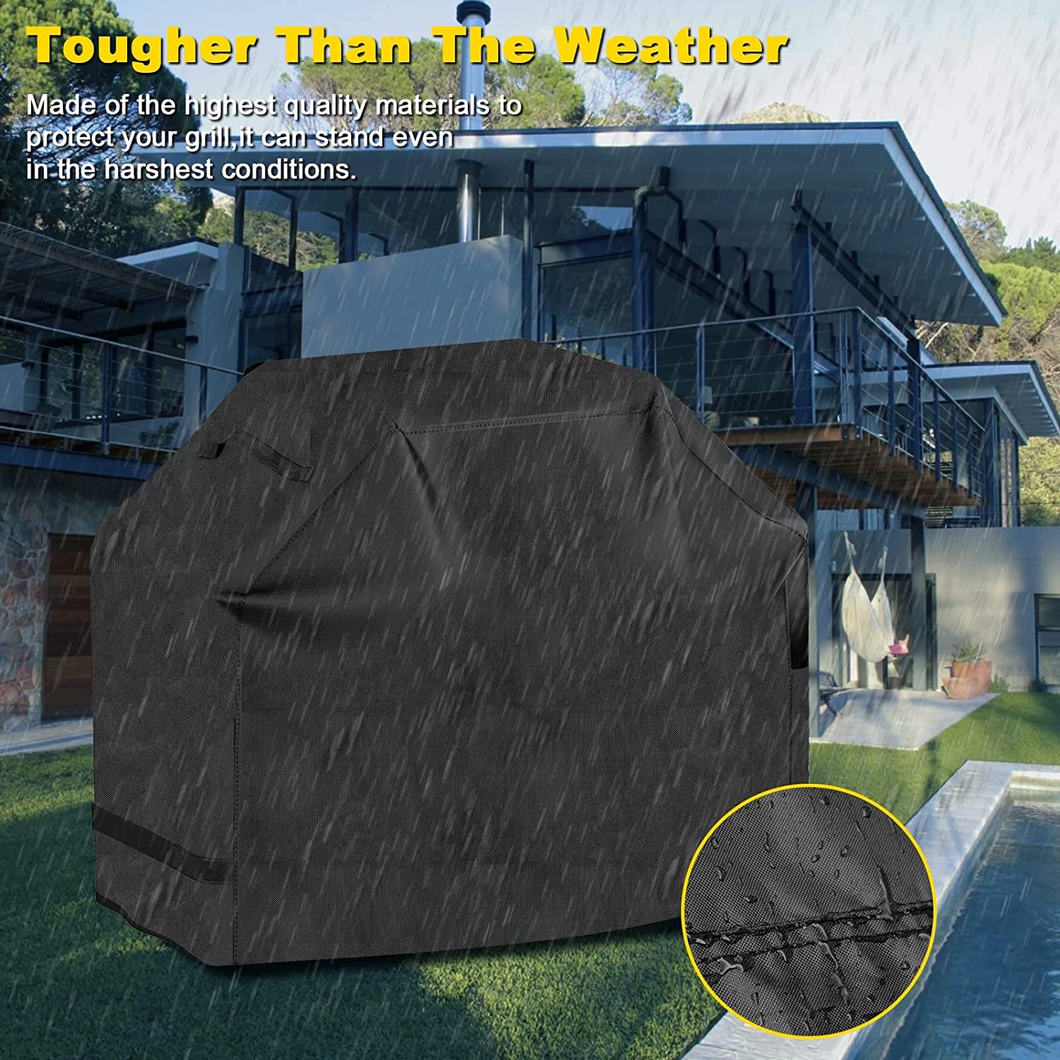 EPESTOEC Grill Cover, 58 Inch Black Grill Cover for Outdoor Grill,Bbq Cover, Waterproof & UV Resistant, Gas Grill Cover, Convenient Durable Ripstop, for Weber, Char Broil, Nexgrill and More Grills