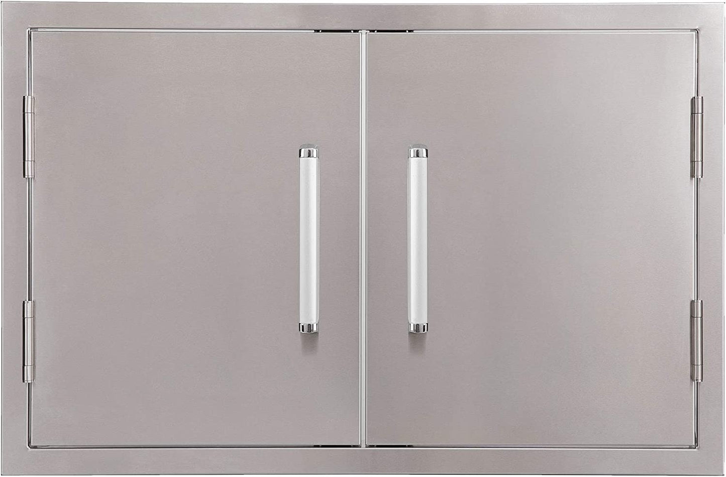 Outdoor Kitchen Double Access Doors,33X22 Inch BBQ Grill Doors,Full 304 Stainless Steel Cabinet ,Silver (CBADD-NEW-S)