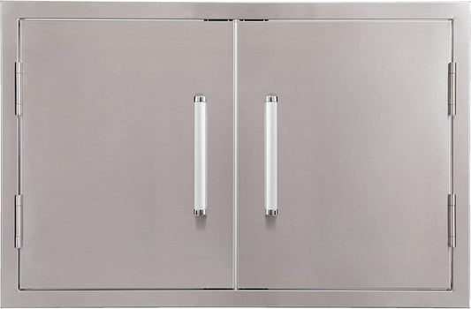 Outdoor Kitchen Double Access Doors,33X22 Inch BBQ Grill Doors,Full 304 Stainless Steel Cabinet ,Silver (CBADD-NEW-S)