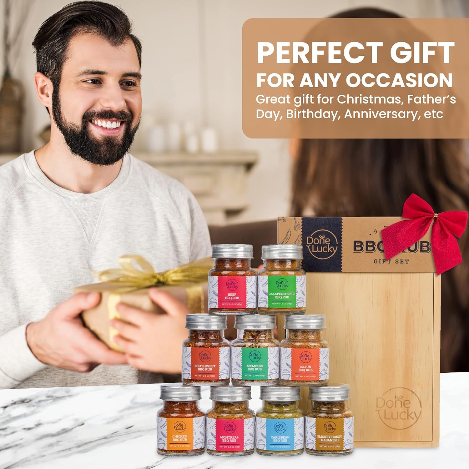 BBQ Rub Gift Set - Spice Gift Set in Premium Wooden Box - Great Grilling Gift for Christmas, Birthday, Father’S Day for Him, Dad, Men, or Her - Unique Barbecue Seasonings (Set of 9)