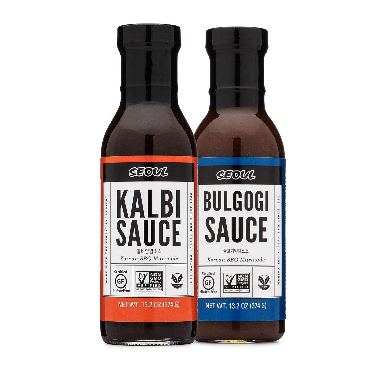 Lucky Foods Seoul Korean BBQ Sauce, Gluten Free / Non GMO (Twin Pack - 2 Bottles (1 Kalbi, 1 Bulgogi)