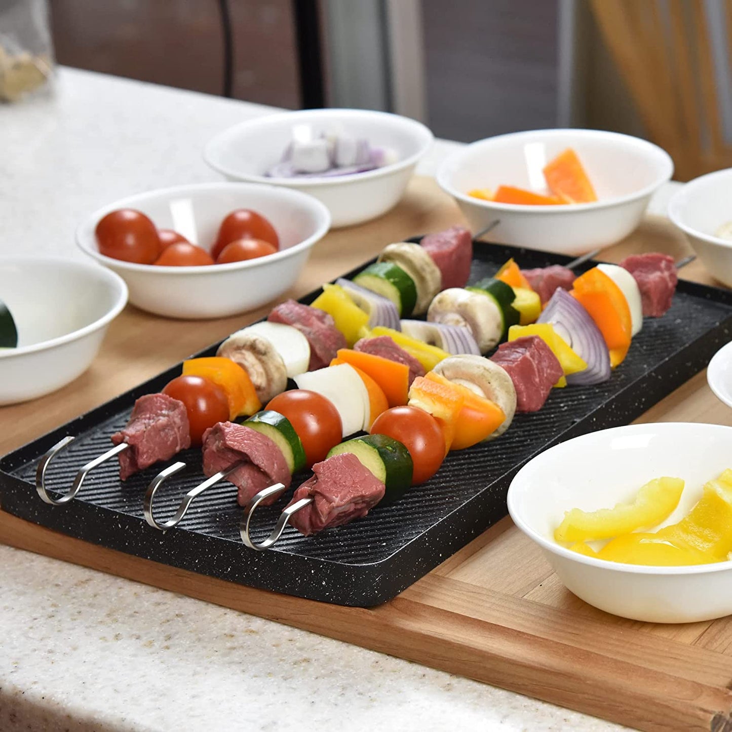 Flat Stainless Steel Kabob Skewers 12 Pack (17 Inch)
