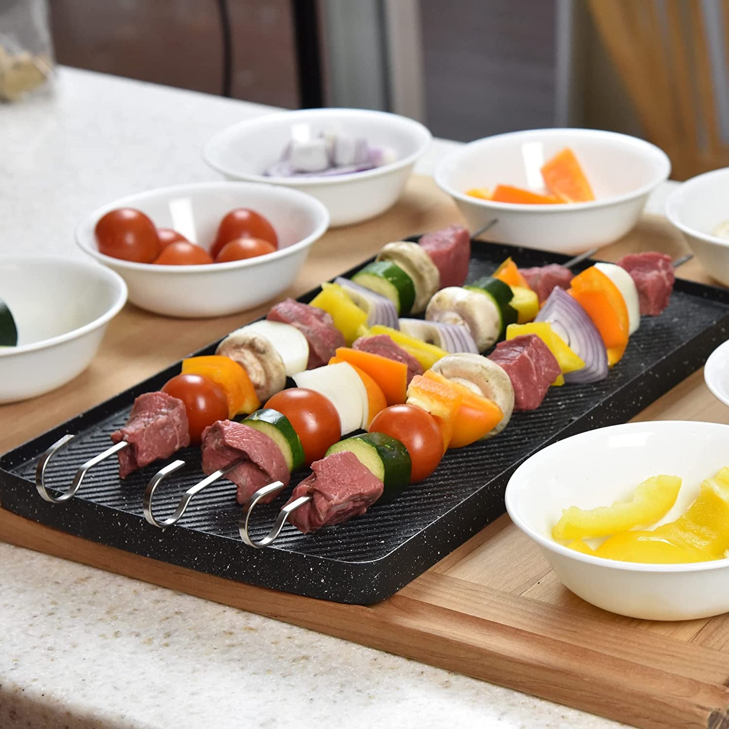 Flat Stainless Steel Kabob Skewers 12 Pack (17 Inch)
