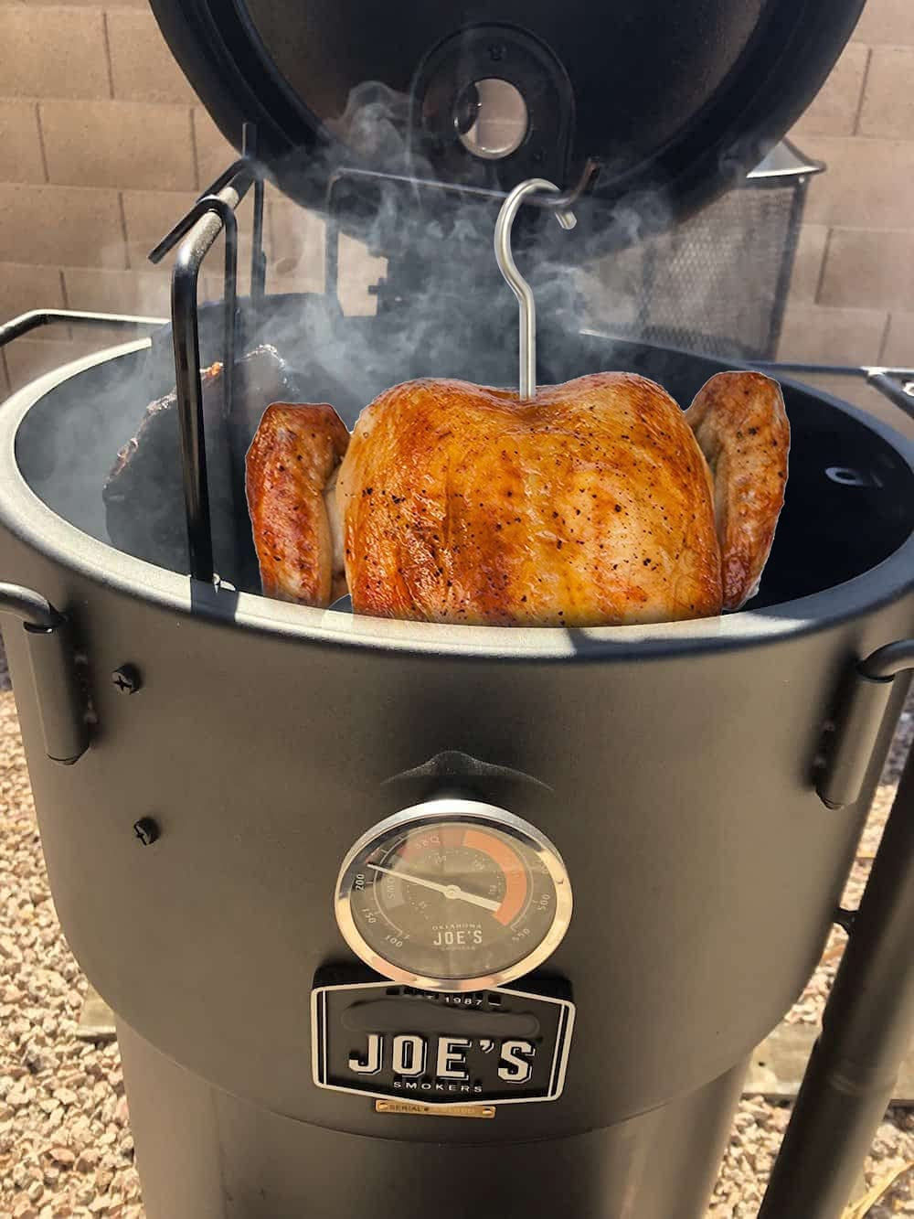 Upgraded Vertical Skewer Turkey Fryer Stand Kit, BBQ Turkey Fryer Accessories Poultry Turkey Hanger Chicken Rack for Grill Meat Spit Stainless Steel (With 1 Base,3 Skewers, and 2 Chicken Hangers)