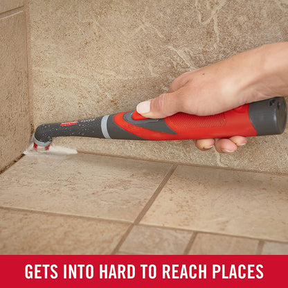 Reveal Cordless Battery Power Scrubber, Gray/Red, Multi-Purpose Scrub Brush Cleaner for Grout/Tile/Bathroom/Shower/Bathtub, Water Resistant, Lightweight, Ergonomic Grip (1839685)