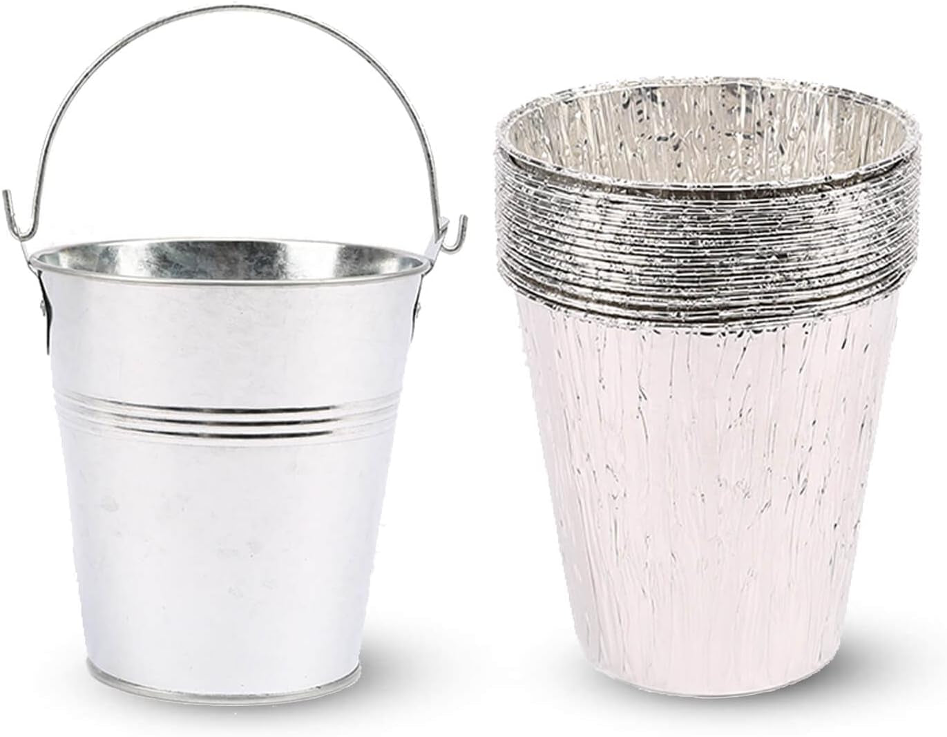 Grill Drip Grease Bucket & 15-Pack Liners for Traeger, Pit Boss, Camp Chef, Oklahoma Joe'S, Z Grill, Galvanized Steel Metal Pail with Disposable Aluminum Grill Bucket Liner/Drip Insert