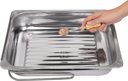 Large Stovetop Smoker - Stainless Steel BBQ Smoker Box W/Hickory & Oak Wood Chips & Recipe Guide - Indoor Outdoor Use - Great for Smoking Thanksgiving Dinner - Barbecue Grilling Gift for Men