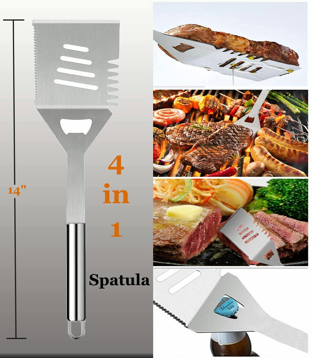 Grill Utensils Set,Bbq Grilling Accessories, Grill Set Gifts for Men Grill Tools, Barbeque with Apron, Stainless Steel Grill Kit Set Gifts for Men or Dad,Outdoor Camping Best Gifts (Style 2)