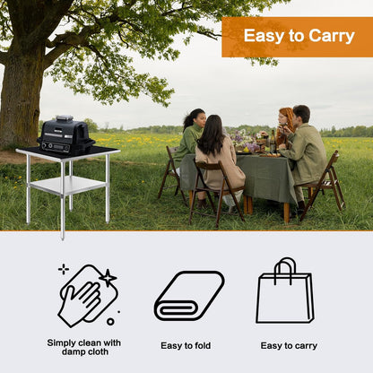 SUITMAT under the Grill Mat for Royal Gourmet Grill Cart Table PC3401B, 20 X 30In Double-Sided Fireproof Grill Pad for Blackstone 22’’ Griddle, Ninja Woodifre Outdoor Grill, Ooni 12 Pizza Oven, Black