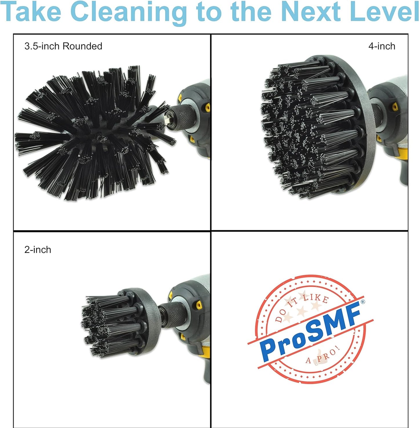 Drill Brush Attachment - Scrub Brush for Drill - Grill Brush Set - Power Scrubber Brush Kit - Heavy Duty - Smokers - Grills - Concrete - Brick - Household Cleaning - Black - Ultra Stiff