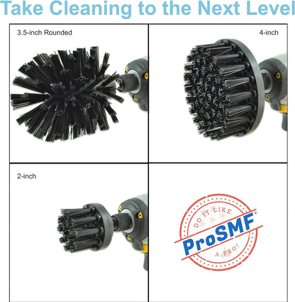 Drill Brush Attachment - Scrub Brush for Drill - Grill Brush Set - Power Scrubber Brush Kit - Heavy Duty - Smokers - Grills - Concrete - Brick - Household Cleaning - Black - Ultra Stiff