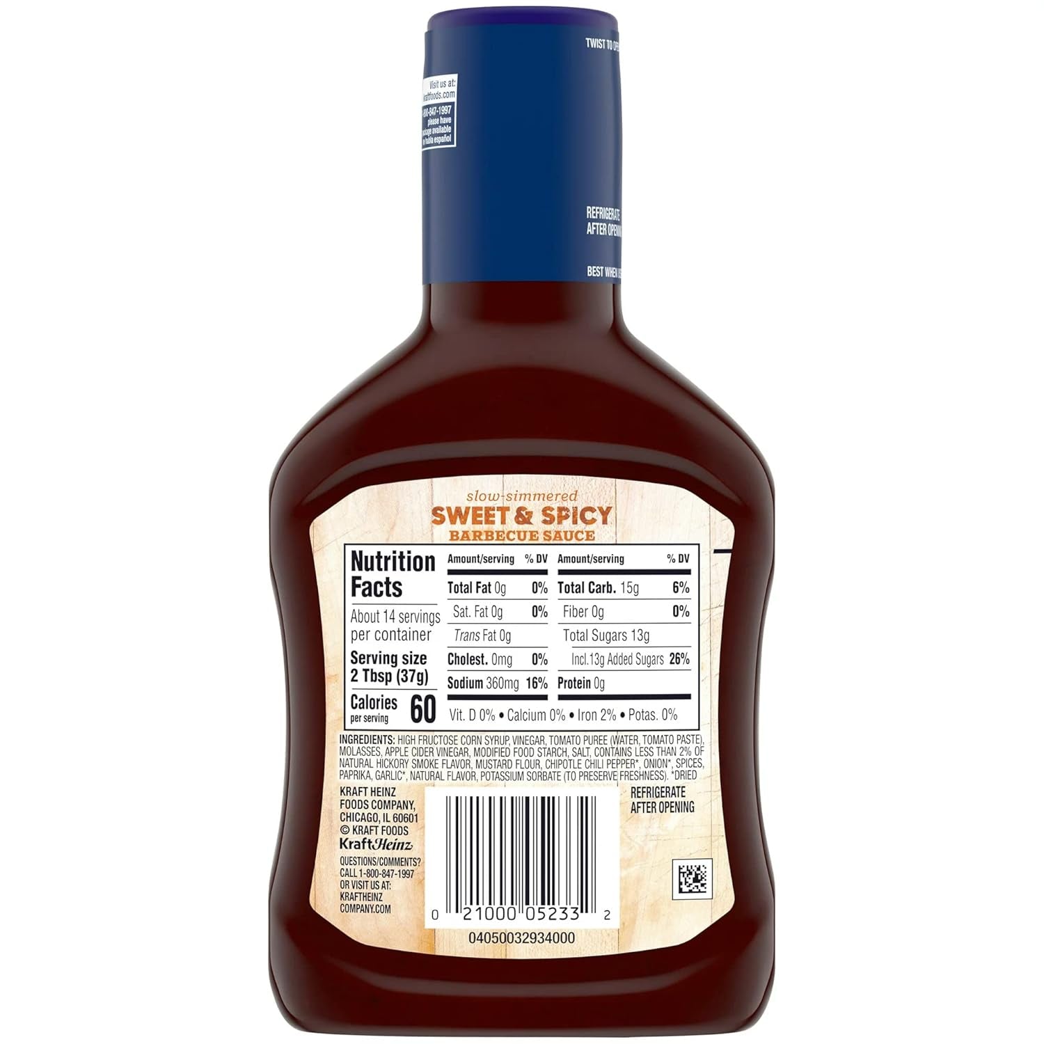 Kraft Sweet & Spicy Slow-Simmered BBQ Barbecue Sauce (18 Oz Bottle)