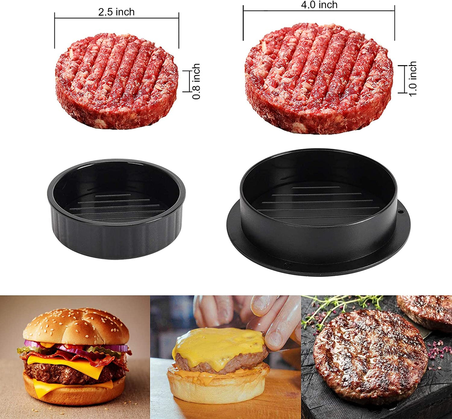 Hamburger Press Patty Maker, Burger Press, 3 in 1 Non-Stick Meat Beef Veggie Hamburger Mold, Kitchen Gadgets to Make Patty for Stuffed Slider BBQ Barbecue Grilling