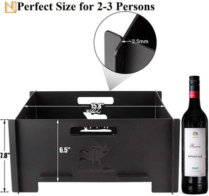 Portable Plug Fire Pit, 15.8 Inch Collapsible Firepits for outside Wood Burning, Folding Outdoor Indoor Accessories for BBQ Camping Travel or Picnic, Foldable Fire Pits Bonfire of Backyard Patio