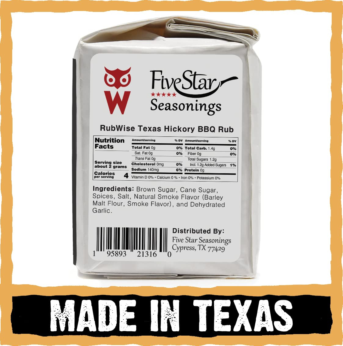 Texas Style Hickory Rub & Pork Rub by Rubwise | BBQ Rub & Spices for Smoking & Grilling | Dry Rubs | Great on Brisket, Chicken, Ribs, Pork & Turkey, Chops, Pork Butt, Tenderloin & More | NO MSG (1Lb E