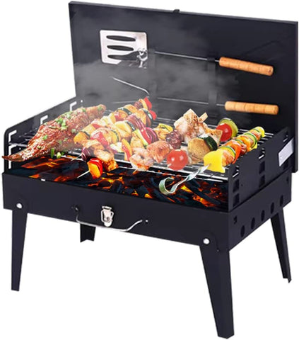 Image of Advanced Portable Charcoal Grill Outdoor Folding Barbecue Grill Comes with BBQ Toolbox Grill Barbecue Grill Stall