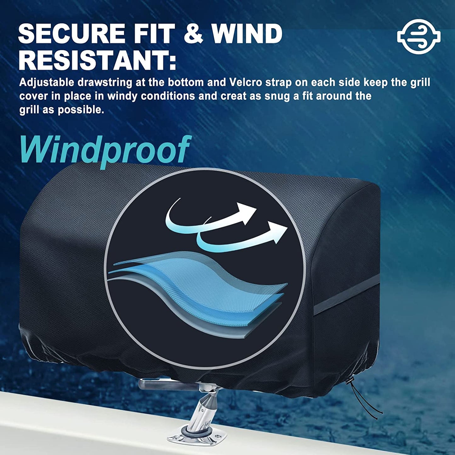 Boat BBQ Grill Cover Waterproof 23X15X15In, for Magma Chefsmate Gas Grill, Magma Cabo Grill, Magma Newport 2 Infra Red Grill, Magma Catalina 2 Infra Red Grill, Heavy Duty Windproof Anti-Uv