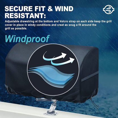 Boat BBQ Grill Cover Waterproof 23X15X15In, for Magma Chefsmate Gas Grill, Magma Cabo Grill, Magma Newport 2 Infra Red Grill, Magma Catalina 2 Infra Red Grill, Heavy Duty Windproof Anti-Uv