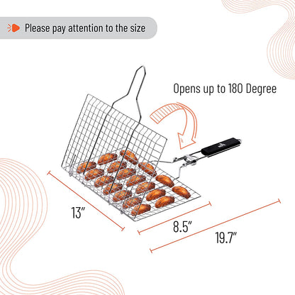 UNCO- Grill Basket, Stainless Steel, Fish Grill Baskets for Outdoor Grill, Vegetable Grill Basket, BBQ Grill Basket, BBQ Basket, Grilling Basket, Fish Basket for Grilling, Grill Accessories.
