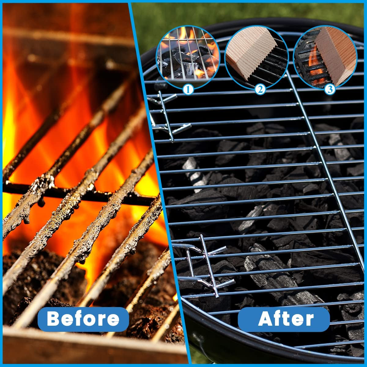 Grill Scraper, Soild Oak Wooden Grill Brush, Grill Scraper for Outdoor Grill, Bristle Free Grill Scrapers, Grill Grate Cleaner Safe Wood Grill Brusher