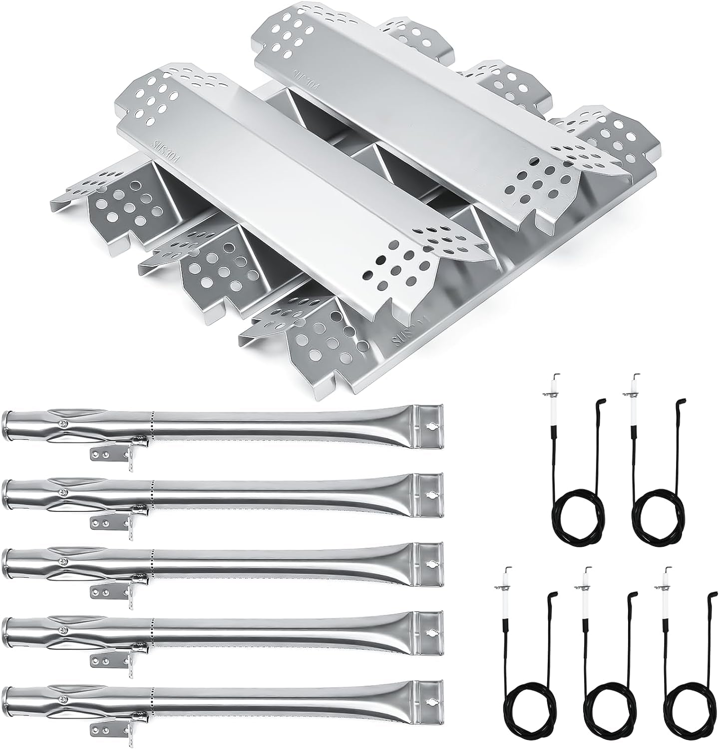 304 Stainless Steel Grill Parts Kit for Home Depot Nexgrill 720-0830H, 5 Burner 720-0888 720-0888N 720-0888S Gas Grill, Grill Burner, Heat Plate Replacement Parts