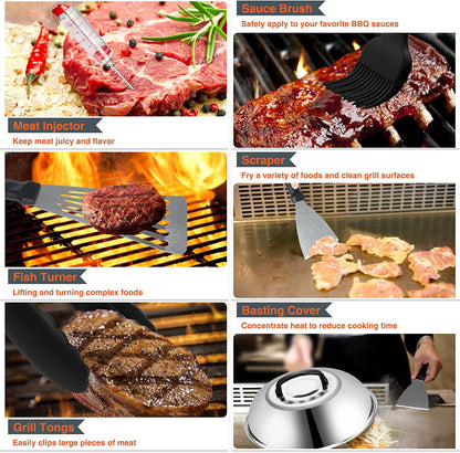 Flat Top Grill Accessories, 37Pcs Blackstone Griddle Accessories Kit for Camp Chef, BBQ Grilling Gifts for Men Women, Professional Griddle Tools Kit with Enlarged Spatula, Scraper Basting Cover