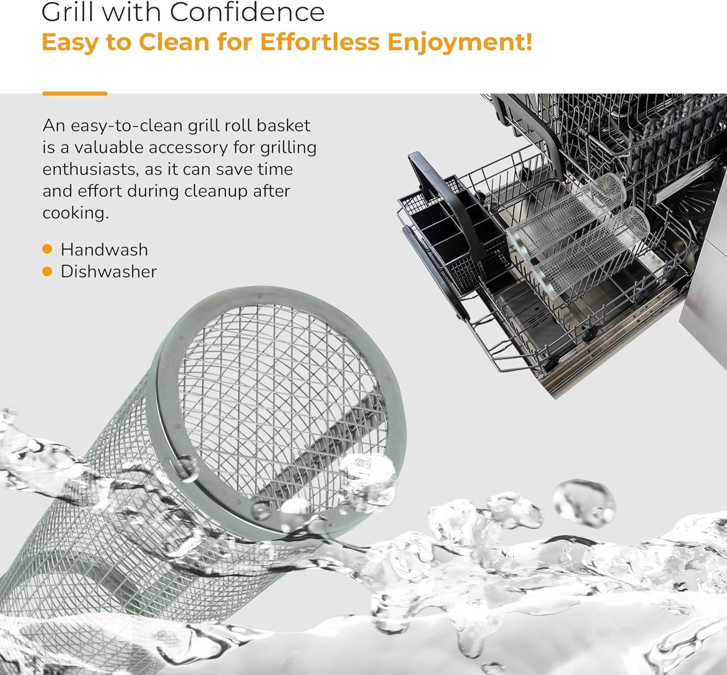 2 Pack BBQ Rolling Basket – Rolling Grilling Baskets for Outdoor Grilling - Stainless Steel BBQ Grill Basket - BBQ Accessories for Outdoor BBQ Grill