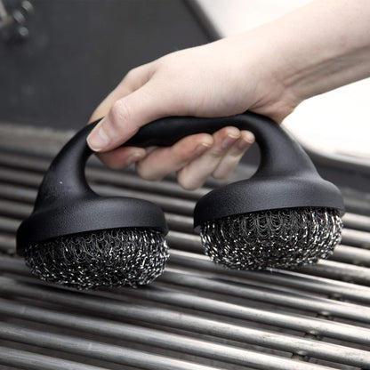 ™ Premium BBQ Grill Brush Easy Grip Double Pad Stainless Steel Cleaner for Gas and Charcoal Grill- Safe for Ceramic, Steel, Cast Iron Grill Grate- Grilling Gifts