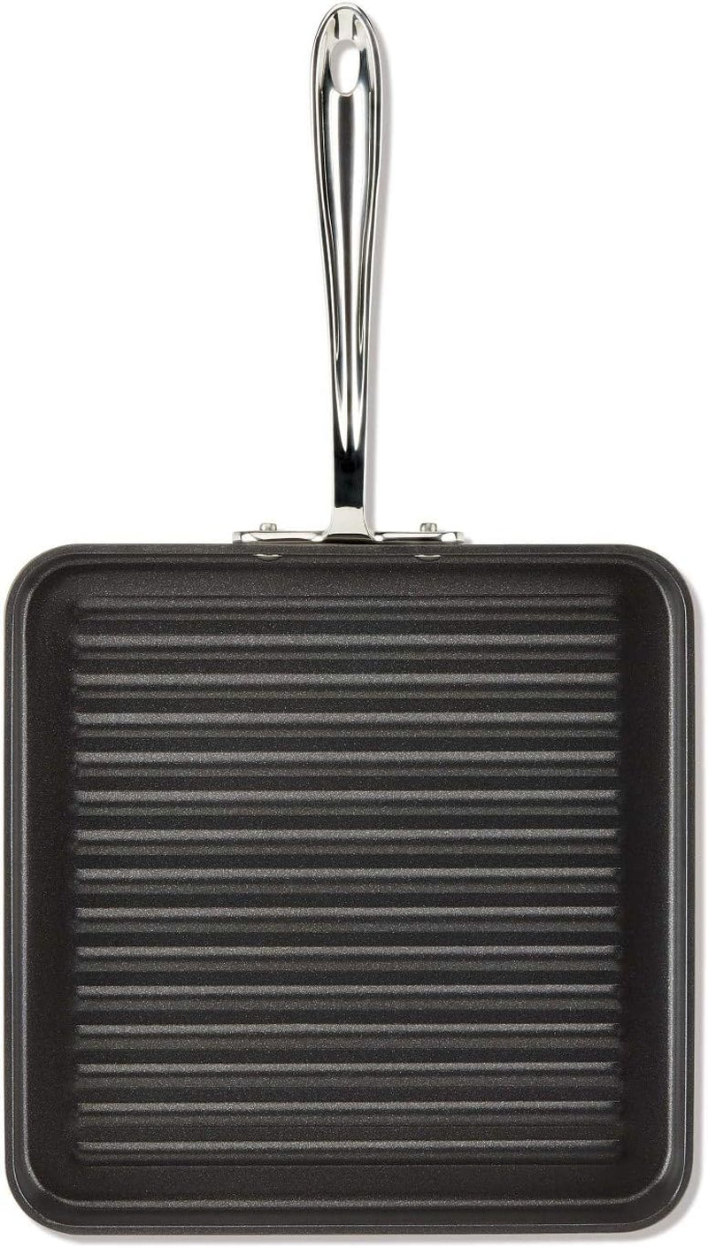 HA1 Hard Anodized Nonstick Grill 11X11 Inch Oven Broiler Safe 350F Pots and Pans, Cookware Black