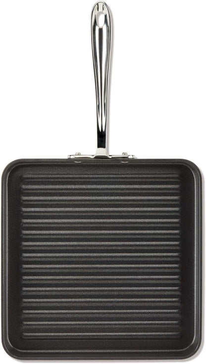 HA1 Hard Anodized Nonstick Grill 11X11 Inch Oven Broiler Safe 350F Pots and Pans, Cookware Black