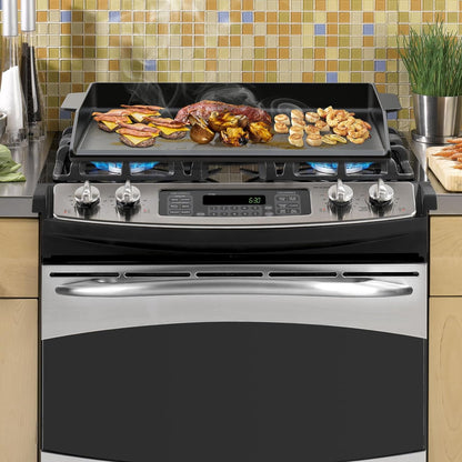 Universal Cast Iron Cooking Griddle, Nonstick Coating Griddle Flat Top Grill Plate with Extra High Sidewalls for All Gas Grills and 4 Burner Range Oven, 23" X 16"