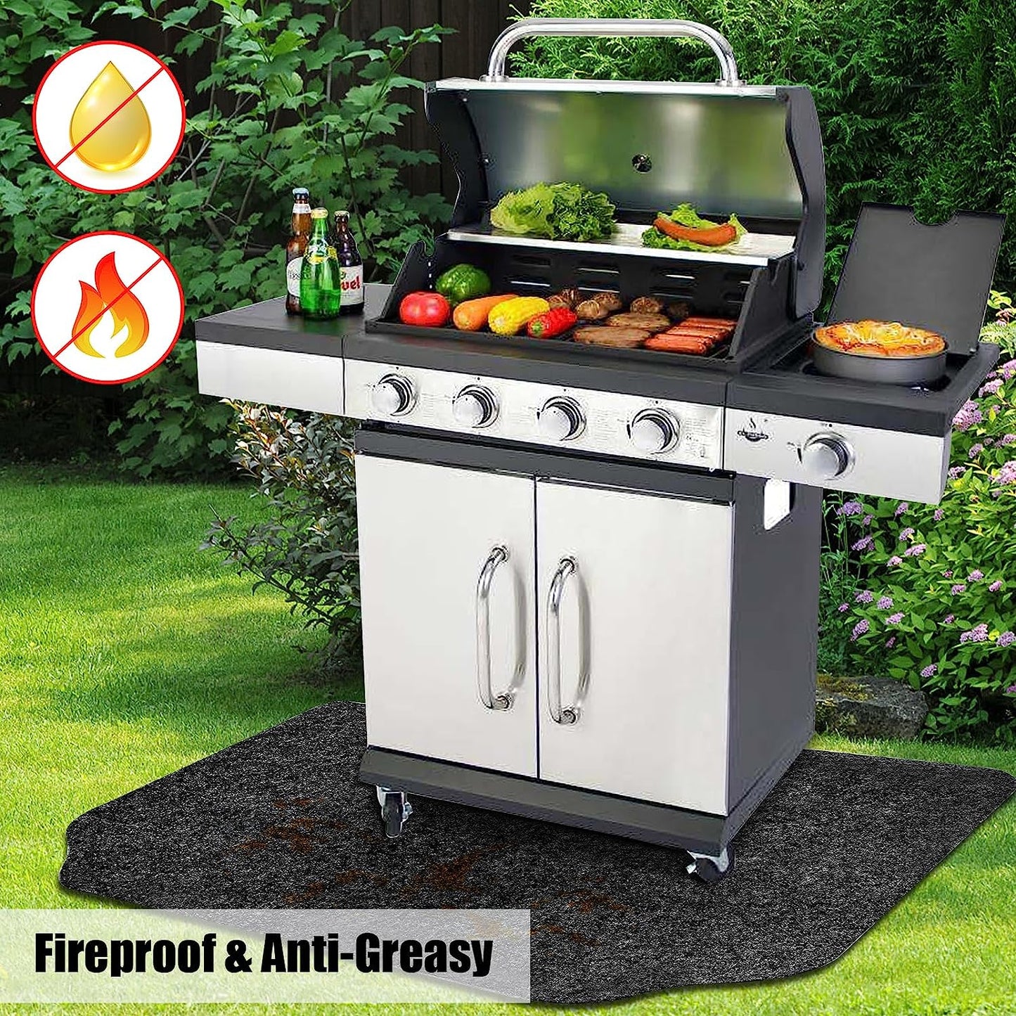 36 X 50 Inches under the Grill Protective Deck and Patio Mat, under Grill Floor Mats to Protect Deck, BBQ Mat for under BBQ, Absorbent Oil Pad Protector for Deck & Patio
